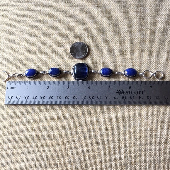 New Faceted Sapphire Crystal Stone & Dichroic Acrylic Silver Bracelet 7 - 7.5 - Picture 5 of 8